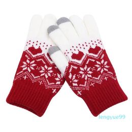 Creative Fashion Snowflake Printing Gloves Mobile Phone Touch Screen Knitted Winter Thick Warm Adult Glove Men Women