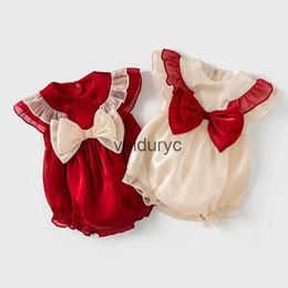 Lawadka 3-18m yaz yay yeni doğan kız bebek bodysuits pamuk dantel bebek tulumları yürümeye başlayan çocuk ilk doğum günü prenses kıyafetleri 2022 h240508