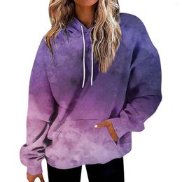 Women's Hoodies Long Sleeve Pullovers Hooded Sweatshirts Fashion Loose Tie Dye Streetwear Thin Autumn Drawstring Pocket Women Clothing 2024