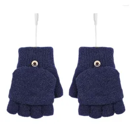 Cycling Gloves Heated Knitting Wool Cold Weather Waterproof Windproof USB Rechargeable Winter Hand Warmer For Women Kids