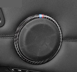 Carbon Fibre Car door Speaker Decorative Circle Sticker Loudspeaker Trim Car Styling For BMW E90 320i 325i E84 X1 Accessories1190342