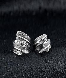 Iron Warrior Vintage Ring Jewellery Whole Open Couple Rings Men and Women Titanium Steel Feather Rings for Party Concert6966910