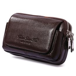 High Quality Men Genuine Leather Waist Pack Bag Coin Cigarette Purse Pocket Pouch Belt Bum Cell/Mobile Phone Case Fanny Bags 240117