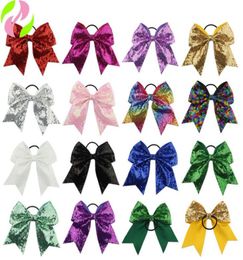 8 inches Solid Ribbon Cheer Bow For Girls Kids Boutique Large Cheerleading Hair Bow Children sequined Hair Accessories GB16668382587
