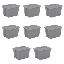 8PCS 18 Gallon Plastic Storage Containers Tote Box Bin Set Store Clothes Toys and Sheets 240116