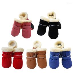 Dog Apparel 4Pcs/Lot Winter Thick Warm Shoes Soft Plush Non-slip Waterproof Snow Boot Puppy Outdoor Walking Pet Accessories