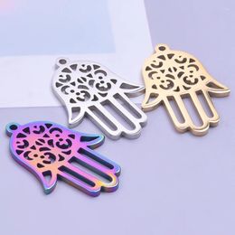 Charms 10pcs/lot Classic HAMSA Hand Of Fatima Pendants Stainless Steel Accessories Bulk Charm For Jewelry Making Findings Supplies