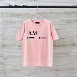 Pink summer shirts amari Splash Men amirl Mens T amis Designer Clothing AM personality letter amar ink TShirt miri Short Sleeve 2023 Summer Tops T Shirt Male Fash