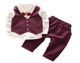 Dollplus Spring Autumn Baby Boy Suit British Wind Children039s Boy Suits Gentleman Long Sleeve Shirt Vest Pants Kids Formal Sui7800473