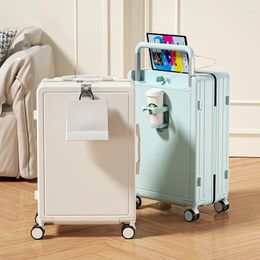 Suitcases Wide Trolley SuitcaseMultifunctional 20-inch Women's Cabin Suitcase 24 Inch Password Box Large Capacity Student Luggage