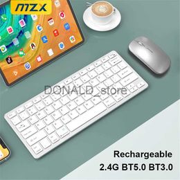 Keyboards Wireless Keyboard and Mouse Kit Sets Combos Mini Rechargeable 2.4G Bluetoothes DIY Desktop for iPad PC Cell Phone Tablet Laptop J240117