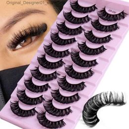 False Eyelashes 10 pairs of Russian striped eyelashes DD curly 3D reusable fluffy false extension Q2404251