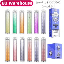 EU Stock Vape E Cigarette Jam King CKS 3500 Puffs 6ml Pod Crystal Vape Pen 2% 3% 5% Nic Vaper 650mAh Battery Rechargeable Mesh Coil Vape Factory vs randm puff 12000 9000