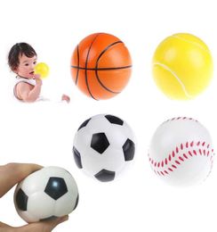 63mm Children Stress Balls Foam PU Soft Volleyball Elastic Football Basketball Baseball Tennis Toy Whole4587689