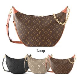 mirror quality LOOP HOBO crescent chain Designer bag Womens M46311 Luxury mens half moon Clutch Bags Cross Body Totes handbag cowhide Leather Evening Shoulder Bags