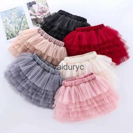 Skirts 3-14t Summer Mesh Gonnets for Girls Cotton Lace Princess Dance Miniskirts Fashion Girls Party Birthday Birthday Teenager Clothes Adolescente Nuovo H240508