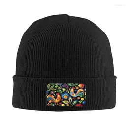 Berets Folk Roosters Skullies Beanies Caps For Men Women Unisex Hip Hop Winter Warm Knitted Hat Adult Poland Polish Art Bonnet Hats