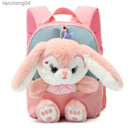 Handbags Plush 3D Rabbit Backpack for Boys Girls Kids Children SchoolBag Cute Bow Tie Cartoon School Bags Kindergarten Preschool Baby Bag