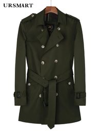 Medium long windbreaker men's military green double rainproof trench coat double British style fashion wool liner youth coat 240116