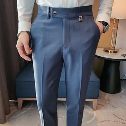 British Style Autumn Solid Color Business Casual Trousers Mens Simple and Versatile Formal Office Pants Straight Suit 240117