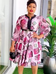 Ethnic Clothing Plus Size African Party Dresses For Women 2024 Fashion Chiffon Print Maxi Long Dress Elegant Muslim Gown Ladies