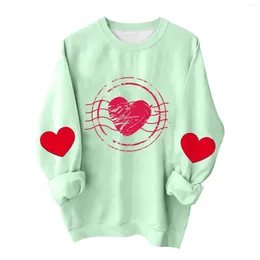 Women's Hoodies Valentine's Day Sweater Ladies Cute Love Print T Shirt Loose Fit Long Sleeve Crew Workout Shirts For Women Tee