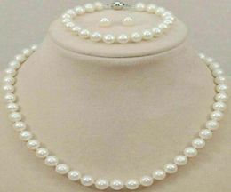 78mm Genuine Natural Freshwater White Pearl Necklace Set 180390396884869