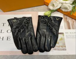 Designer gloves For Women WITH Yellow BOX Fashion BLack sheepskin leather Fleece inside glove Ladies touch screen winter thick war5086596