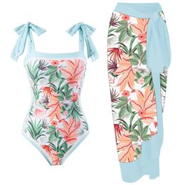 2023 Swimwear Instagram-style Double-sided Print One-piece Swimsuit With Breast Top Retro Swimsuit Woman T240117