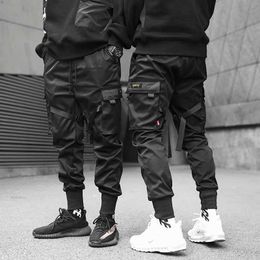 Men's Pants Jogger mens merchandise pants casual hip-hop hit Colour pockets Trousers sports street clothing ribbon Techwear Q240429