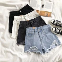 Casual High Waist Denim Shorts Women Summer Plus Size Pocket Tassel Hole Ripped jeans Short Female Femme Short Pants Women 240116