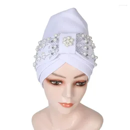 Ethnic Clothing Pearls Beading African Turban Cap Auto Gele Headtie Nigerian Wedding Geles Female Head Wraps Muslim Headscarf Hijab Bonnet