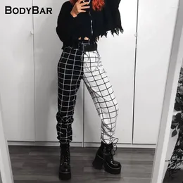 Women's Pants 2024 Lattice Printing Casual Pant Lady Loose Sports Bound Feet Elastic Waist Harem Trousers Black White Trouser Oversize