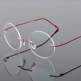 Sunglasses Frames Foldable Titanium Round Glasses Men Rimless Flexible Optical Frame Prescription Spectacle Women Alloy Legs Eye