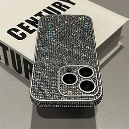 Full lens protection with sparkling rhinestone shell suitable for iPhone 12 11 13 Pro Max 14 15 Pro 13 sparkling diamond shock absorber bumper rear cover 240117
