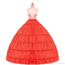 2018 In stock Ball Gown Petticoat Cheap White Black Crinoline Underskirt Wedding Dress Slip 6 Hoop Skirt Crinoline For Quinceanera1318970