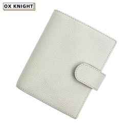 OX KNIGHT A7 Notebook Cover Pebbled Grain Leather Student Planner With 19-25 MM Replaceable Silver Rings Office School Supplies 240116