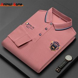 Korean Fashion Men's Polo T-shirt Long Sleeves Embroidered Polo Shirt Lapel Breathable Top Streetwear Loose Ropa Hombres 240117