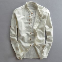 Men's Slim Fit Long Sleeve Flannel Shirt Cotton Linen Shirts Casual Tops Spring Summer Clothing Plus Size 2XL 3XL 4XL 5XL