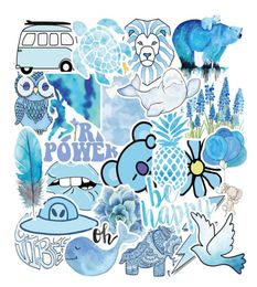 50pcs Lot Blue Fresh Small Art Waterproof Removable Pvc Stickers Laptop Skateboard Guitar Luggage Case Car Motorcycle Bike Graffit6038166