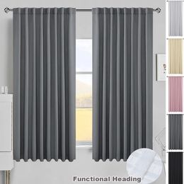 Blackout Curtain for Living Room Darkening Functional Heading Solid Bedroom Curtain Ready-made Thermal Insulated Window Drapes 240117