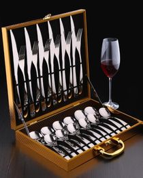 Stainless Steel Cutlery Set Knife Fork and Spoon Dinnerware Set with Gift Box Creative Christmas Gift4001419