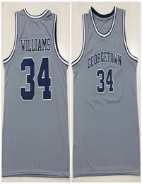 Georgetown Hoyas College basketball 34 Reggie Williams Grey throwback Jerseys Mens Stitched Custom size S5XL1611506