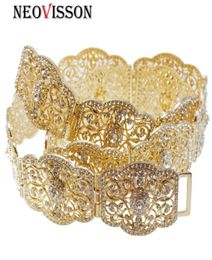 Wedding Sashes NEOVISSON Europe Dress Belt For Algeria Women Caftan Jewelry Gold Color Metal Rhinestone6797784