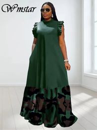 Wmstar Plus Size Dresses for Women Party Summer Clothes Patchwork Elegant Full Length Fashion Maxi Dress Wholesale Drop 240116