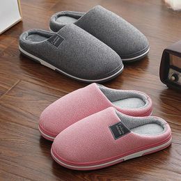 Slippers Winter Women Home Alphabet Printing Shoes Non-Slip Soft Warm Cotton House Indoor Couples