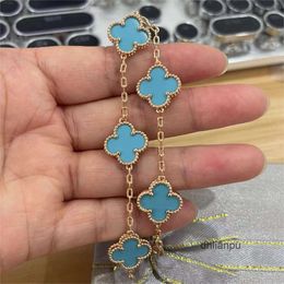 Designer Charm Bracelets Van Four Leaf Clover Cleef Bracelet luxury brand bracelets Jewellery 18K gold Blue Turquoise stone butterfly love 5 flowers Diamond limited e