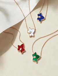 2022 new fashion leaves simple designer pendant necklace 18K rose gold copper o chain necklace luxury party wedding Jewellery for women3732851