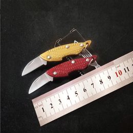 Small Camping Folding Knife Stainless Steel Keychain Pocket Knife Multi function Box Cutter