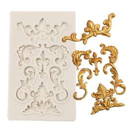 Baroque Curlicues Scroll Lace Silicone Fondant Molds, Relief Flower Mould Filigree Mould for Candy Gummy Decor 122247